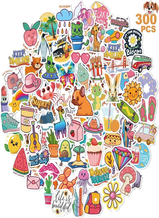 Wninbu 300 PCS Cute Stickers for Kids,Water Bottle Sticker Pack for Teens Girls Boys,Kawaii Waterproof Vinyl Stickers for Water Bottles,Skateboard,Laptop Students Classroom Decor Prizes (Cute 300 pcs) - Image 1
